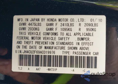 2010 Acura Tsx 2.4 z USA, uszkodzony, nr VIN JH4CU2F69AC019976